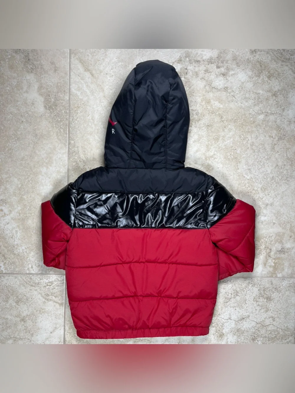 Jordan Red and Black Kids Puffer Jacket with Hood